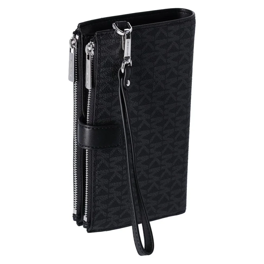 Michael Kors Jet Set Travel Double Zip Phone Wallet MK Black